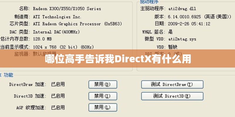 哪位高手告诉我DirectX有什么用